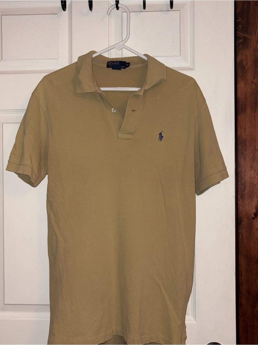 Ralph Lauren Men's Short-Sleeve Polo in Tan with Navy Logo